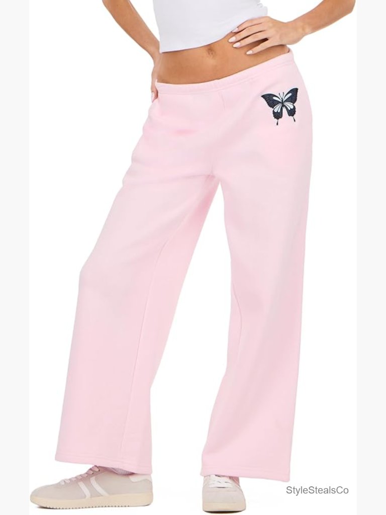 Wide Leg Jogger Pants With Patch Details, Elastic Waistband, Comfort Fit